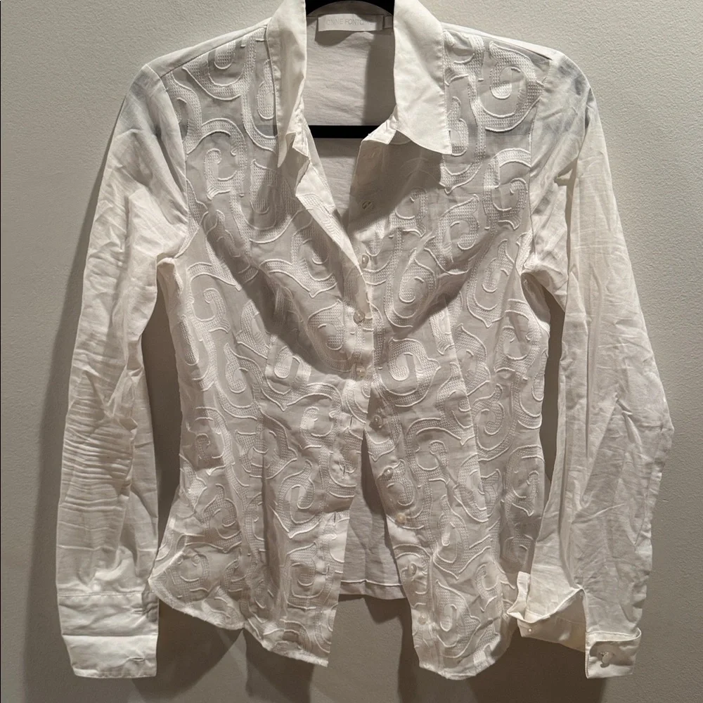 Anne Fontaine Ermine Jacquard Blouse 38 US4/6 - Picture 4 of 10